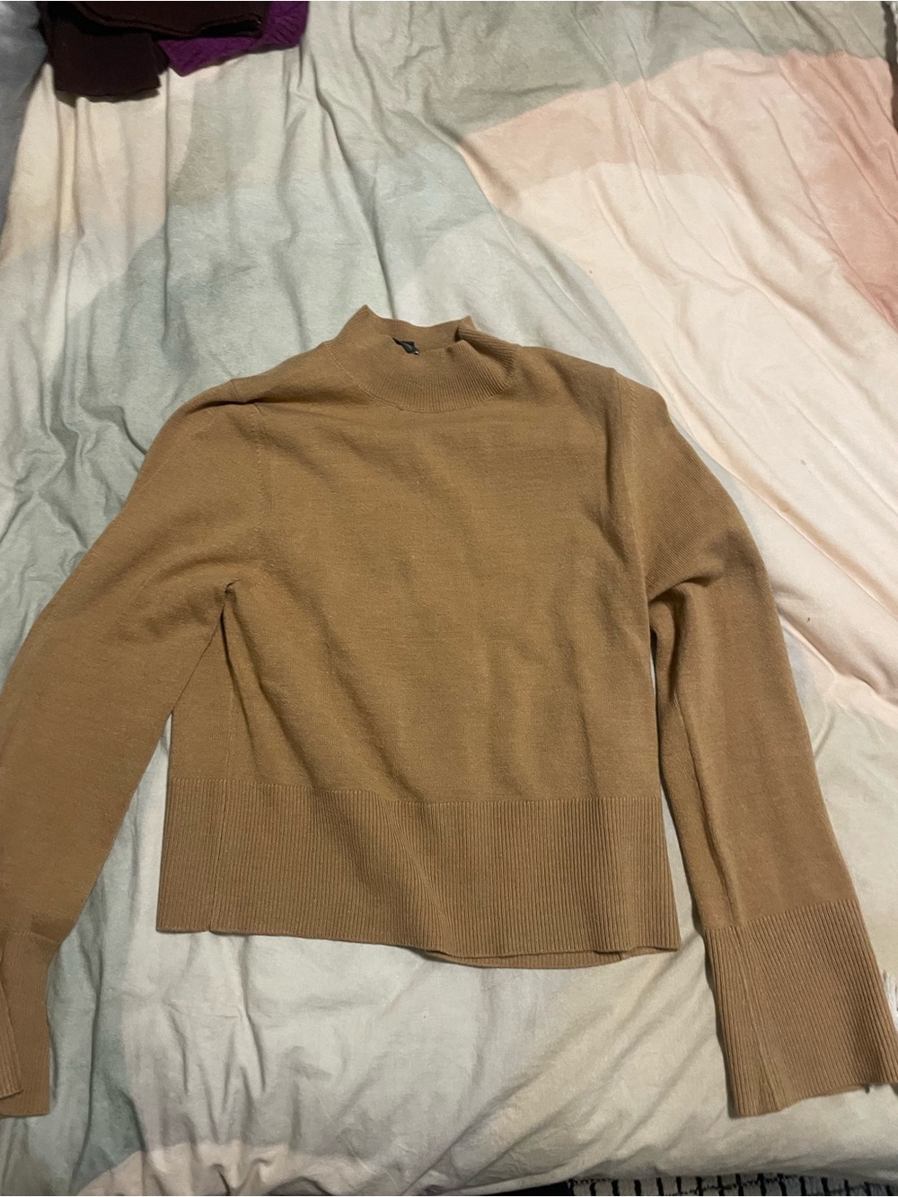Women’s Camel Mock Necku Sweater